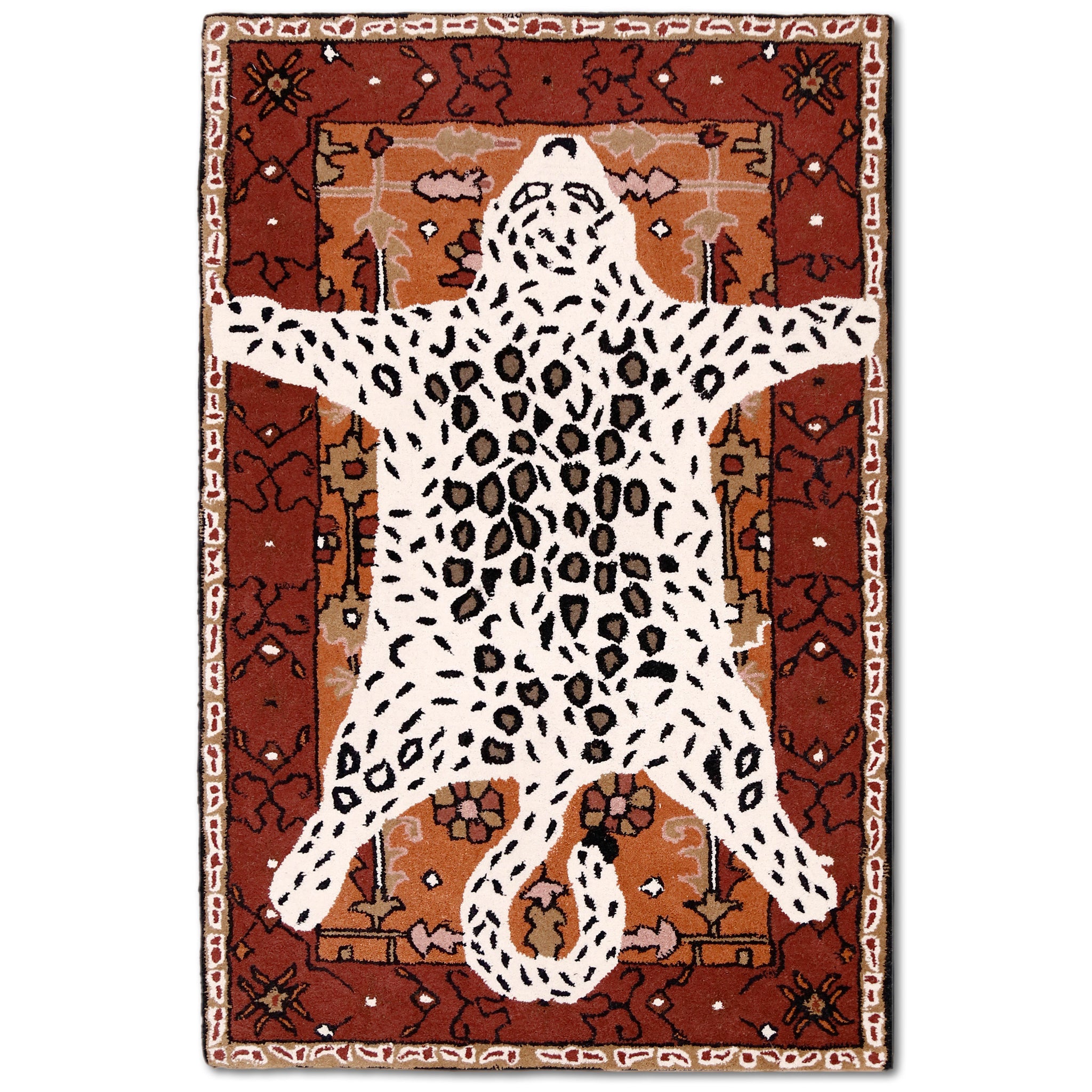 Snow Leopard Pelt Hand Tufted Wool Wall Rug