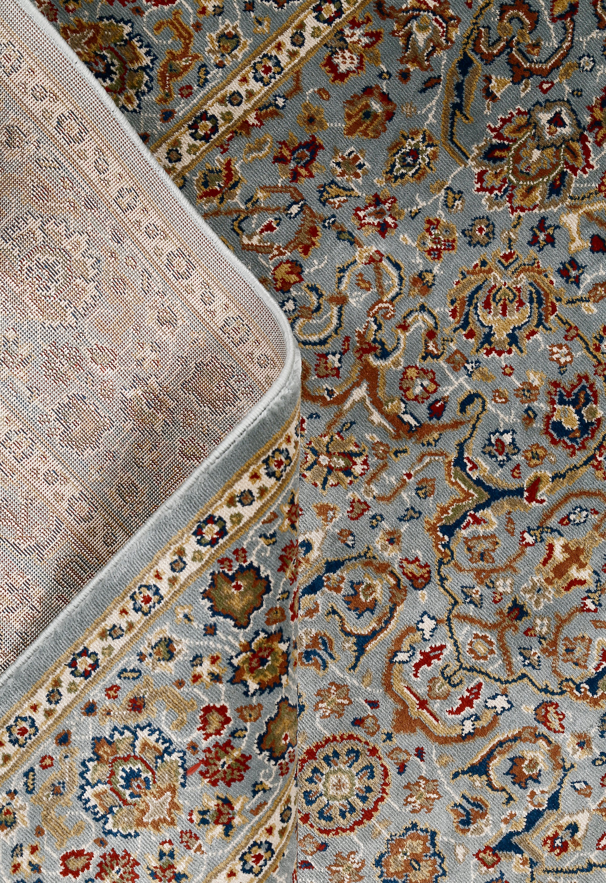 Soft Blue Floral Rug