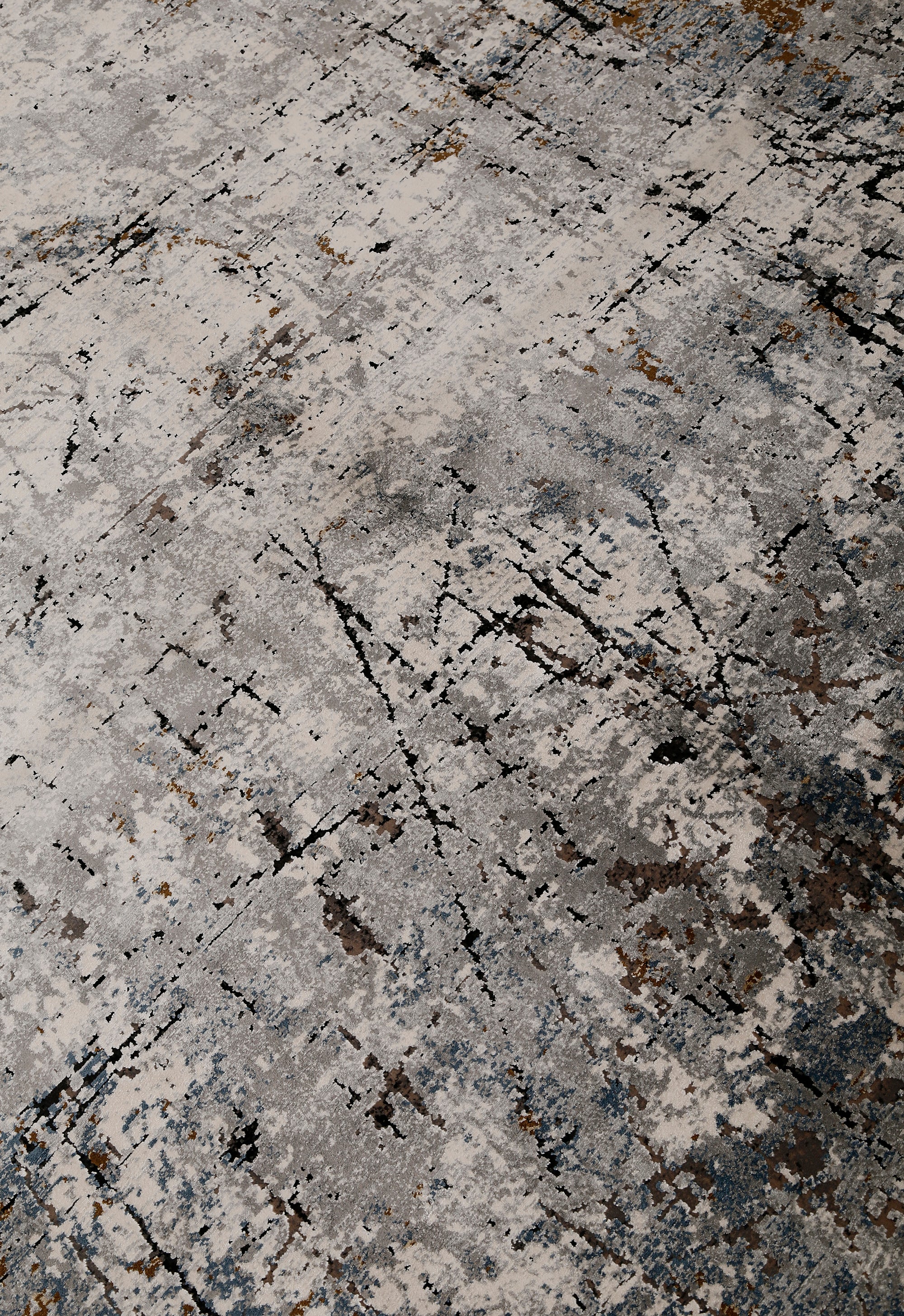 Black Abstract Distressed Rug