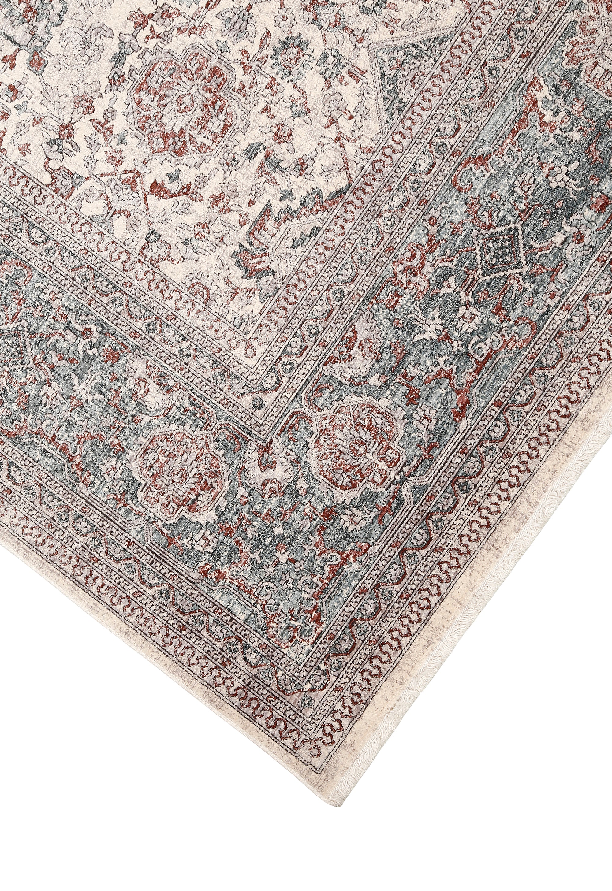 Beige Grey Floral Rug