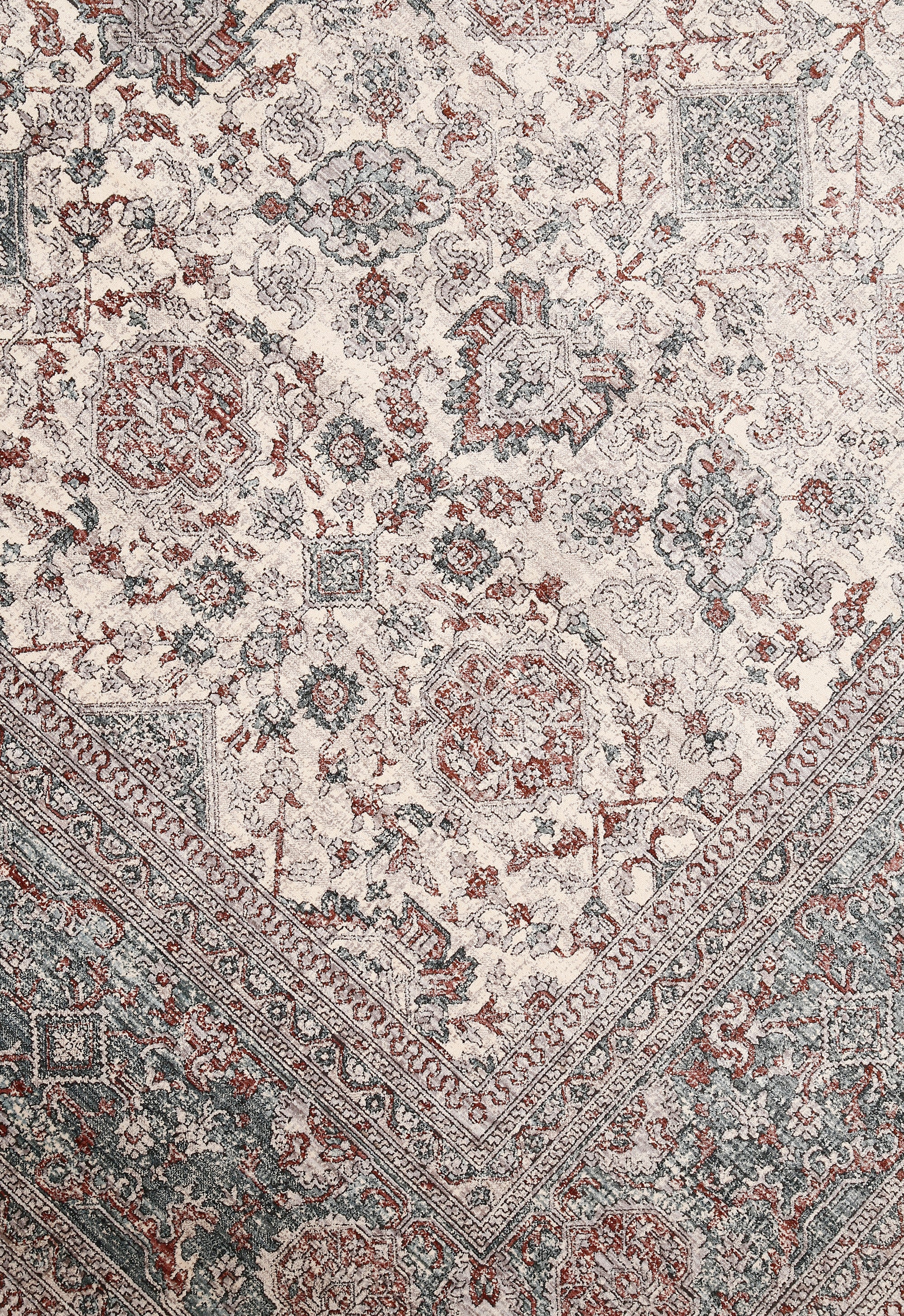 Beige Grey Floral Rug