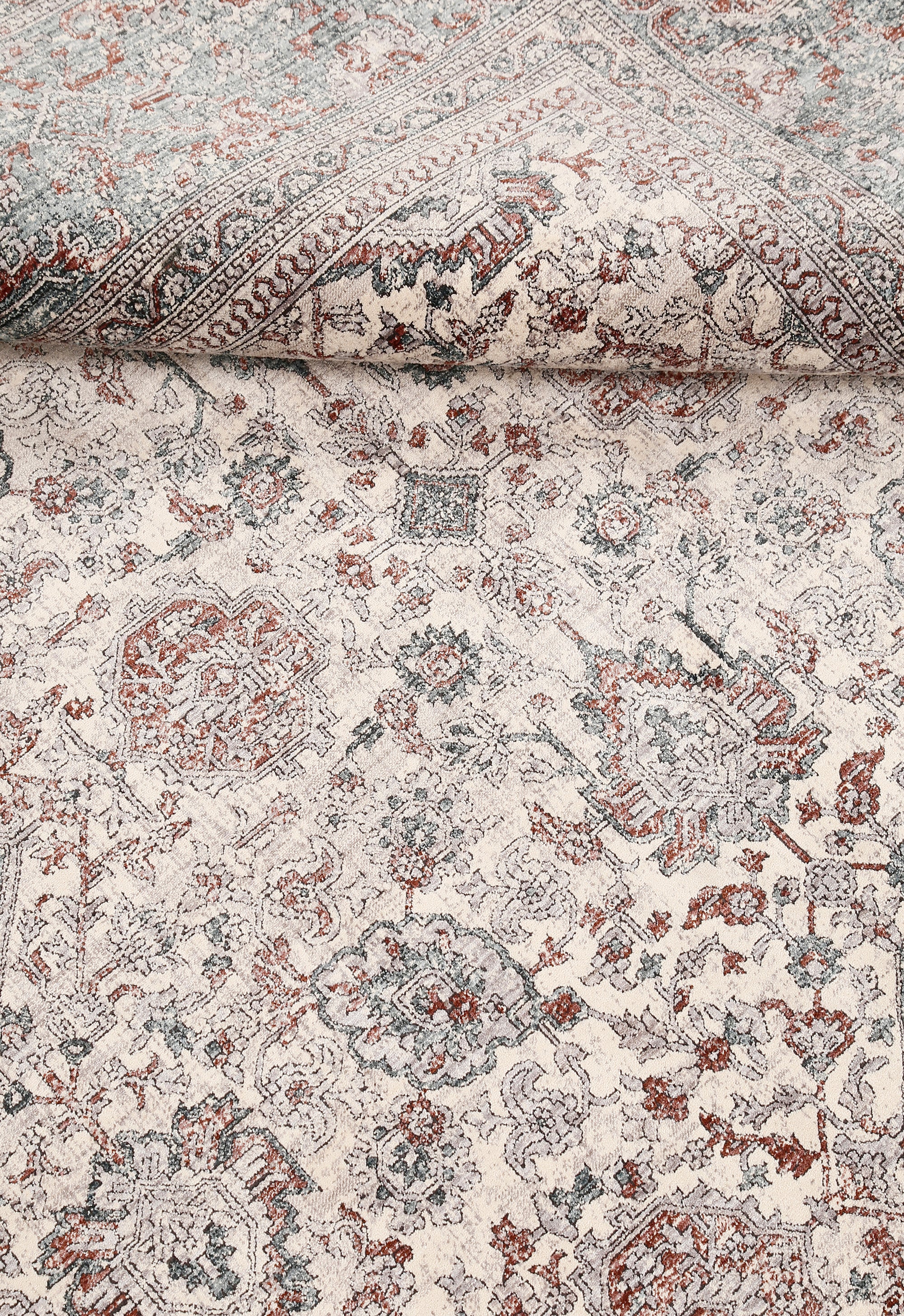 Beige Grey Floral Rug