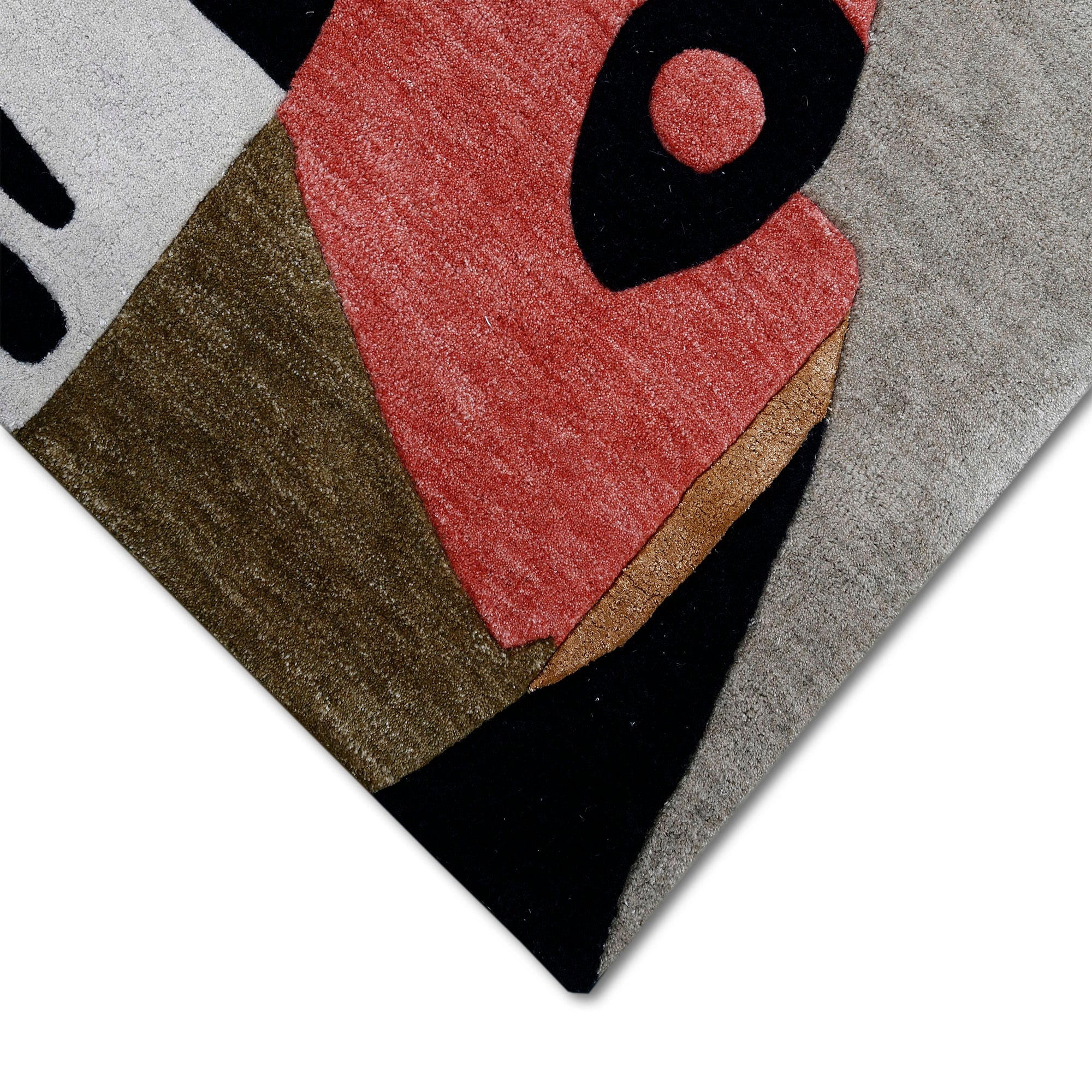 Abstract Cubist Faces Hand Tufted Wool Wall Rug