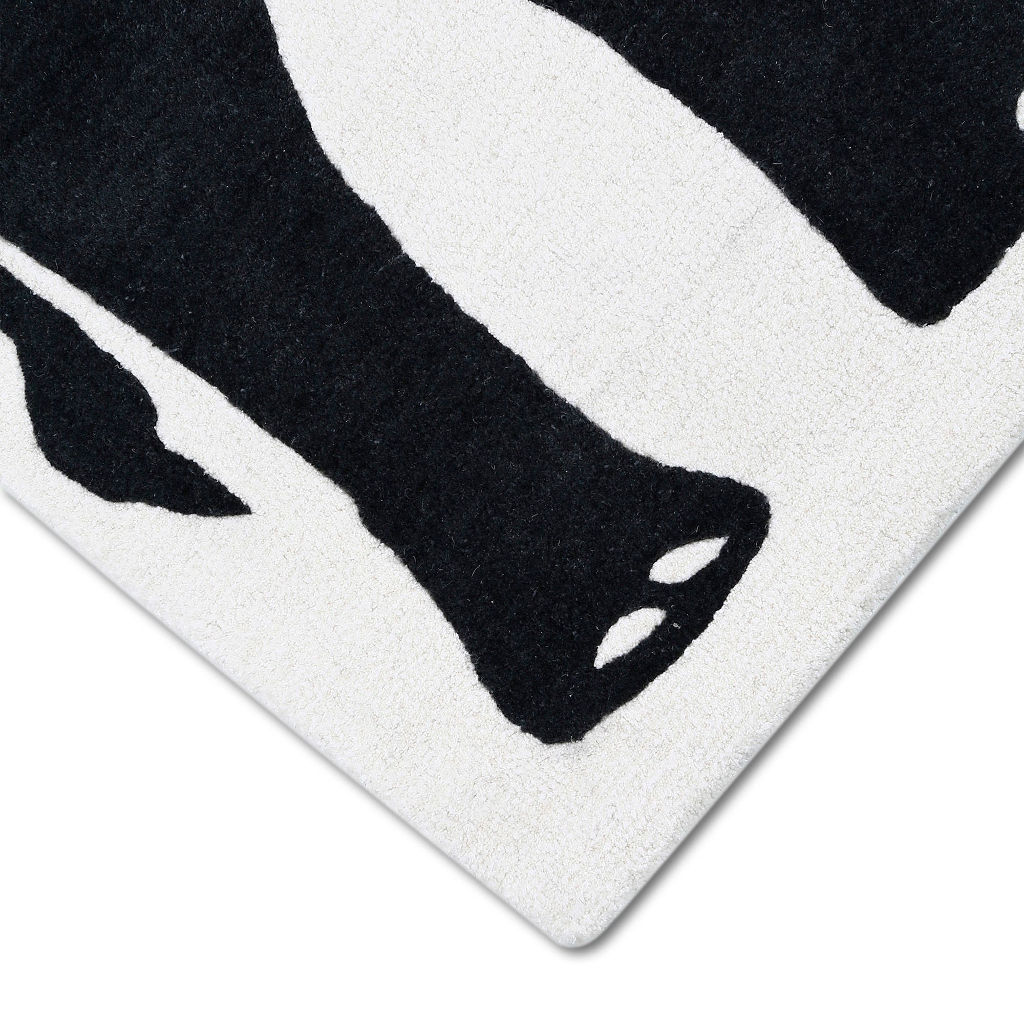 Black and White Elephant Hand Tufted Wool Wall Rug