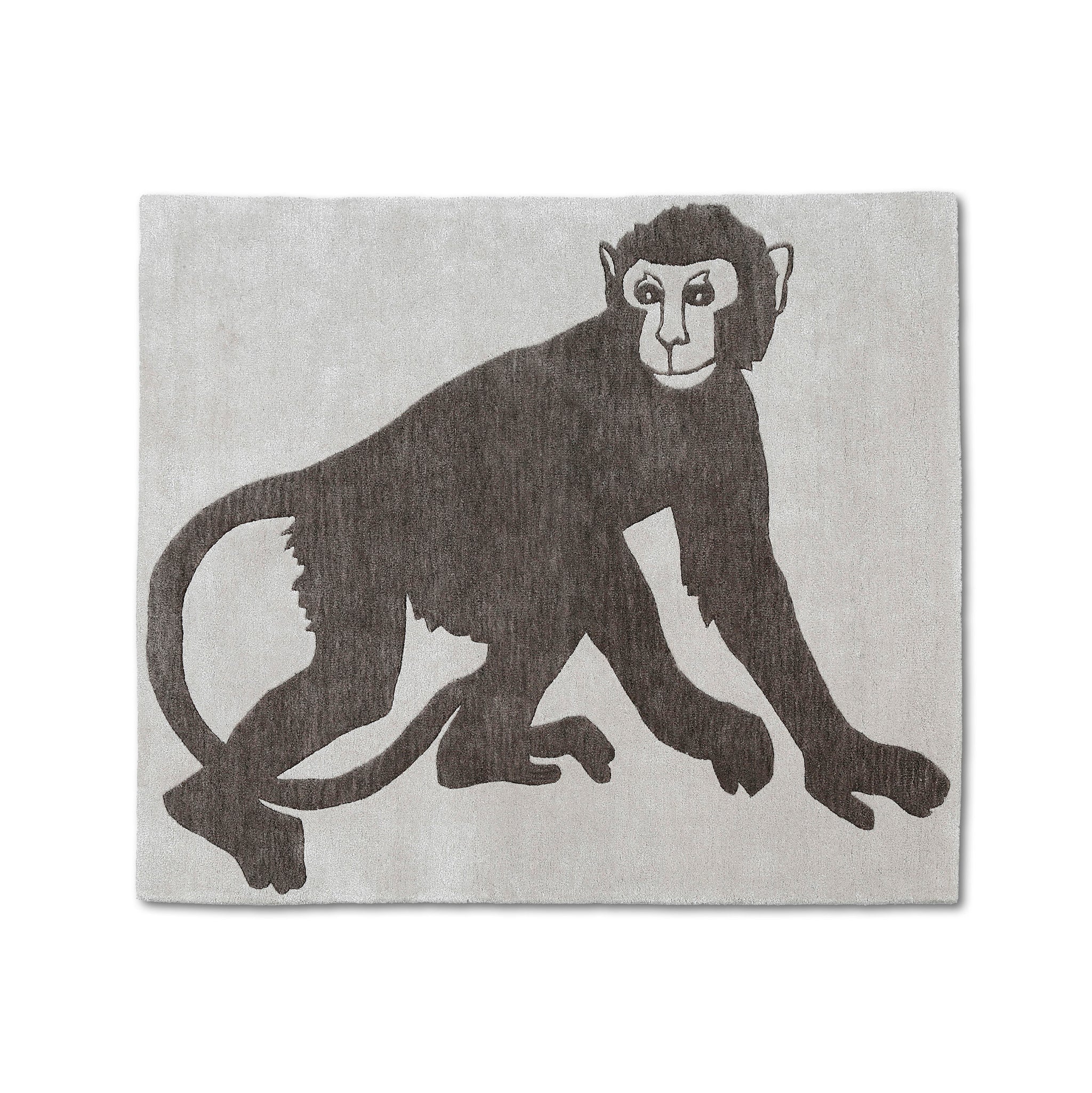 Monkey Hand Tufted Wool Wall Rug – Charcoal Grey