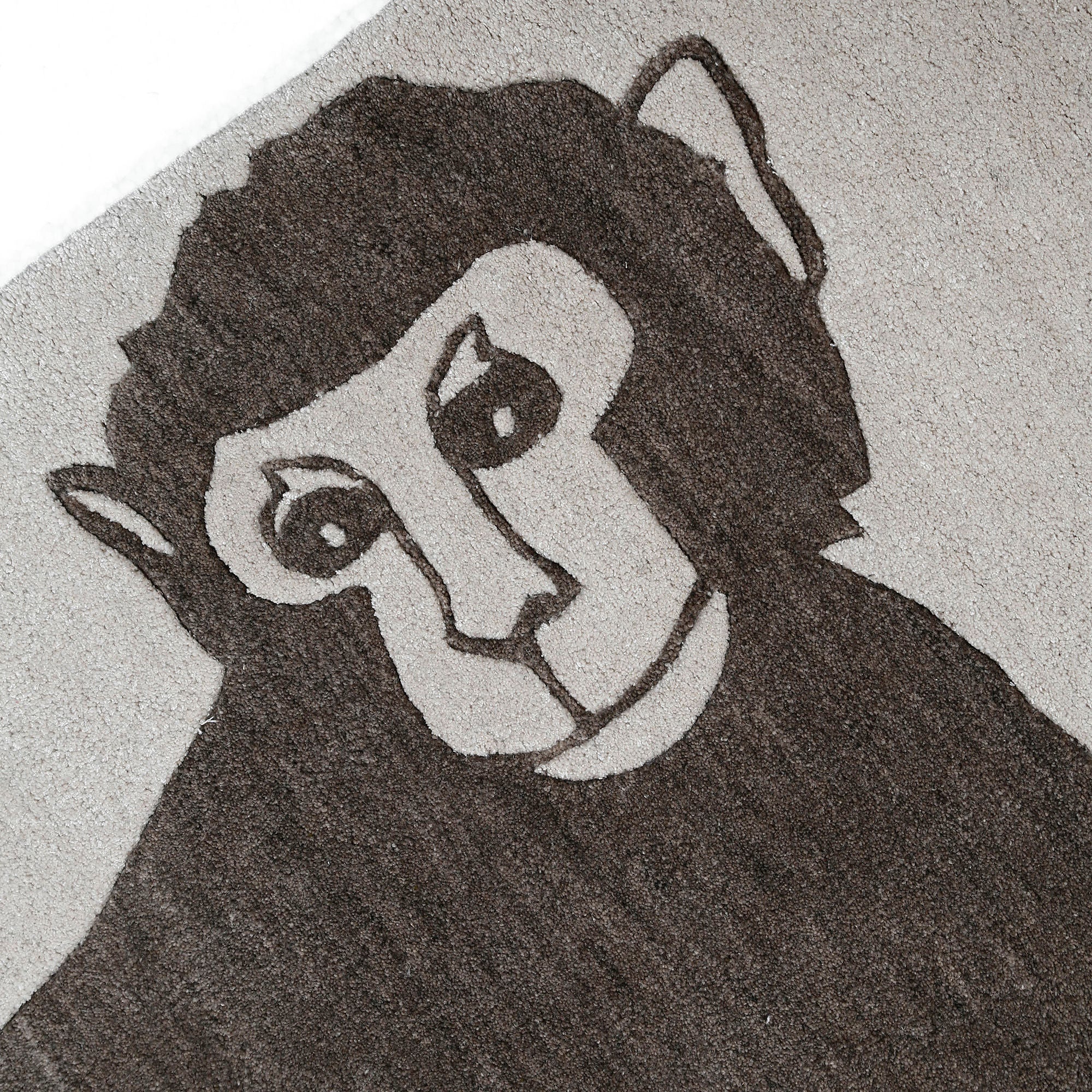 Monkey Hand Tufted Wool Wall Rug – Charcoal Grey