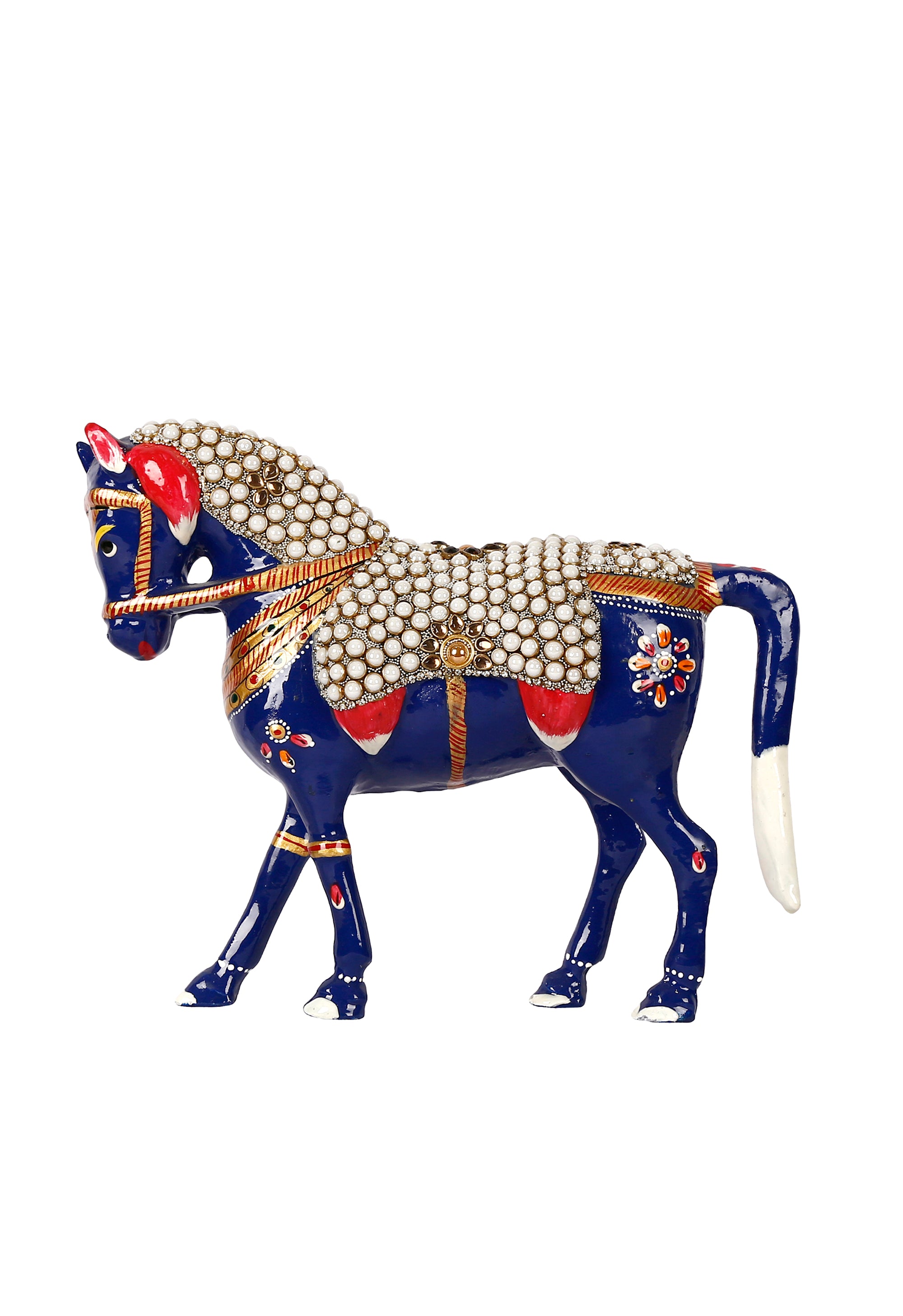 Royal Blue Metal Meenakari Horse