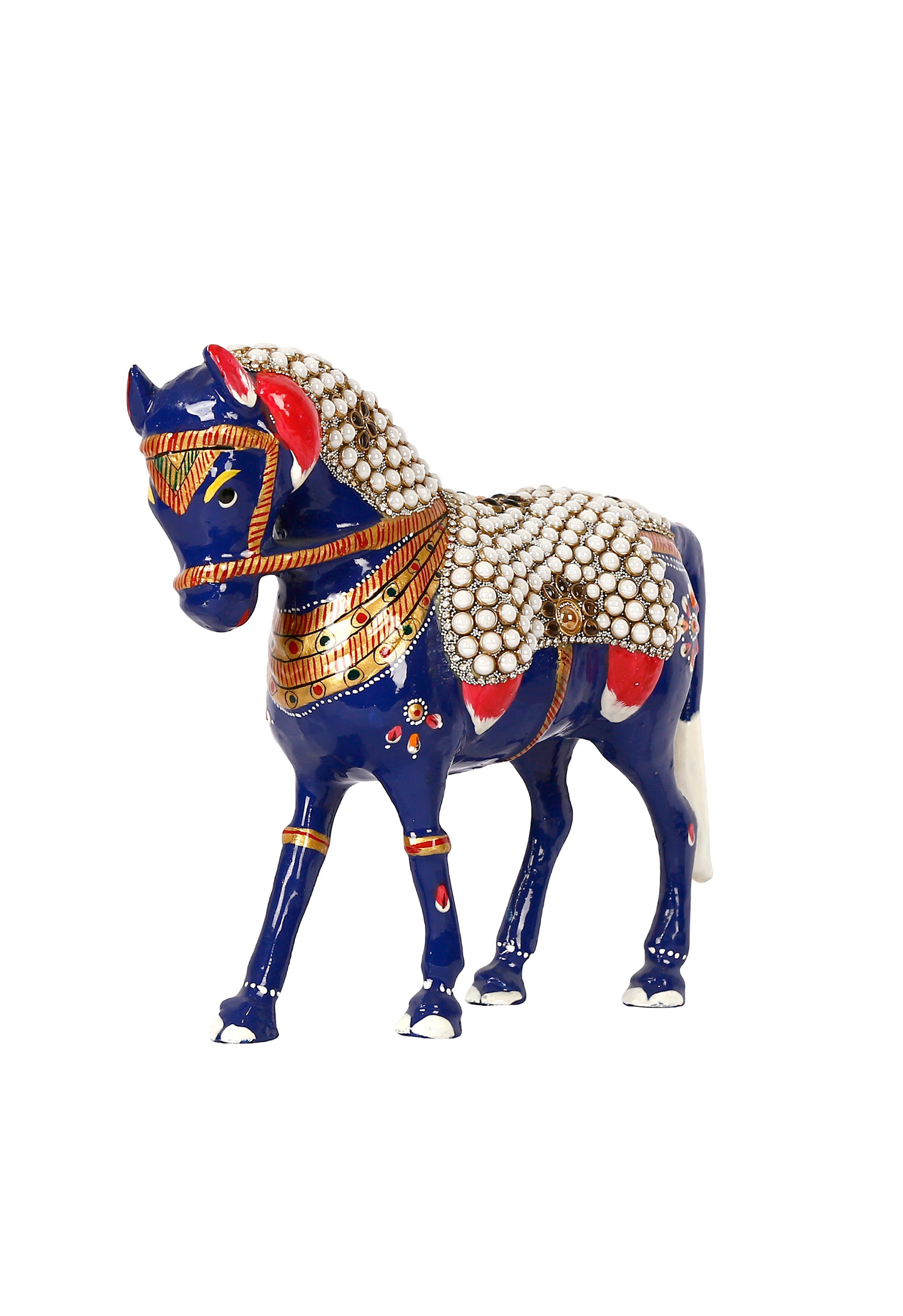Royal Blue Metal Meenakari Horse