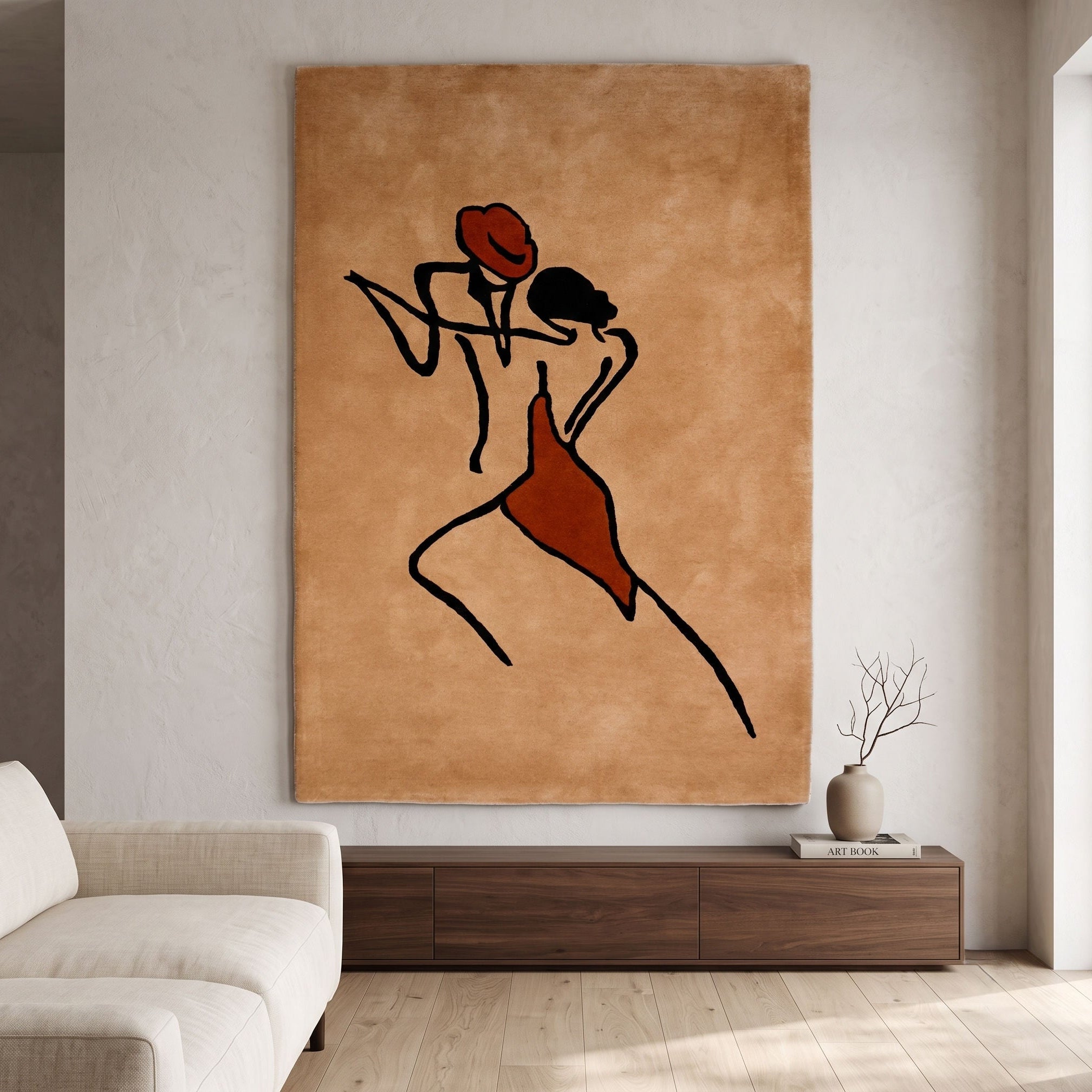 Minimal Rose Lady Hand Tufted Wool Wall Rug