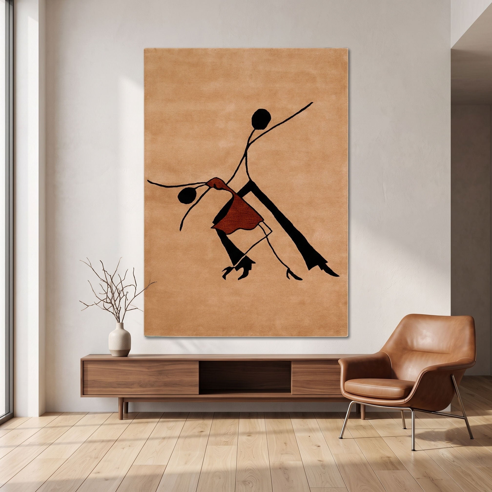 Minimal Dancing Couple Hand Tufted Wool Wall Rug