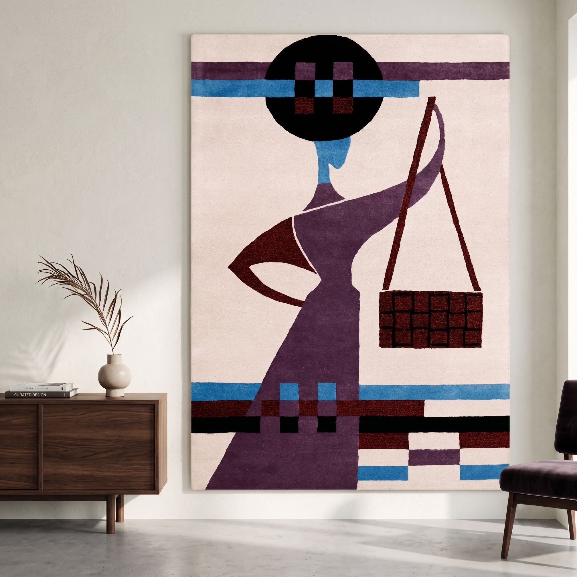 Fashion Lady Handbag Hand Tufted Wool Wall Rug