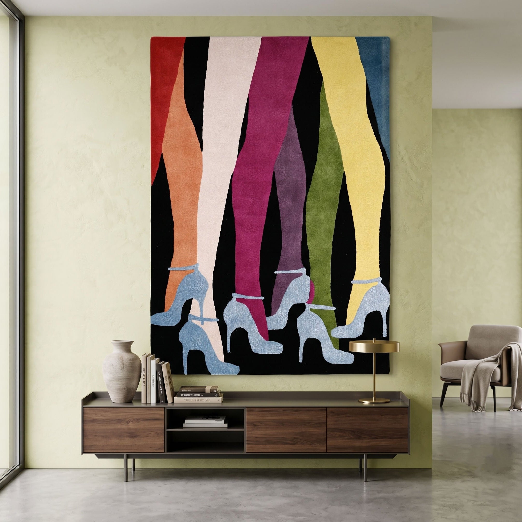 Abstract High Heels Hand Tufted Wool Wall Rug