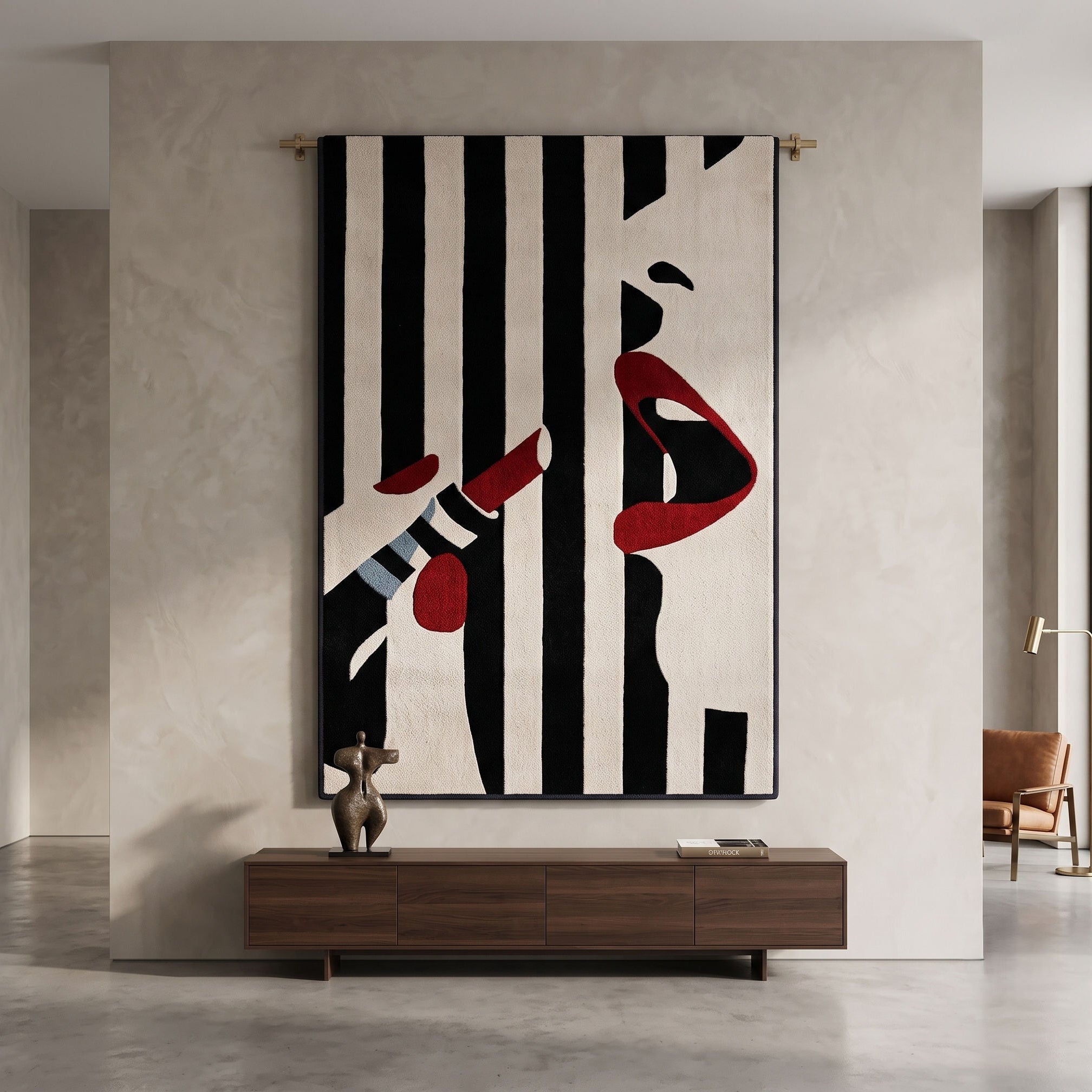 Lipstick Lady Pop Art Hand Tufted Wool Wall Rug