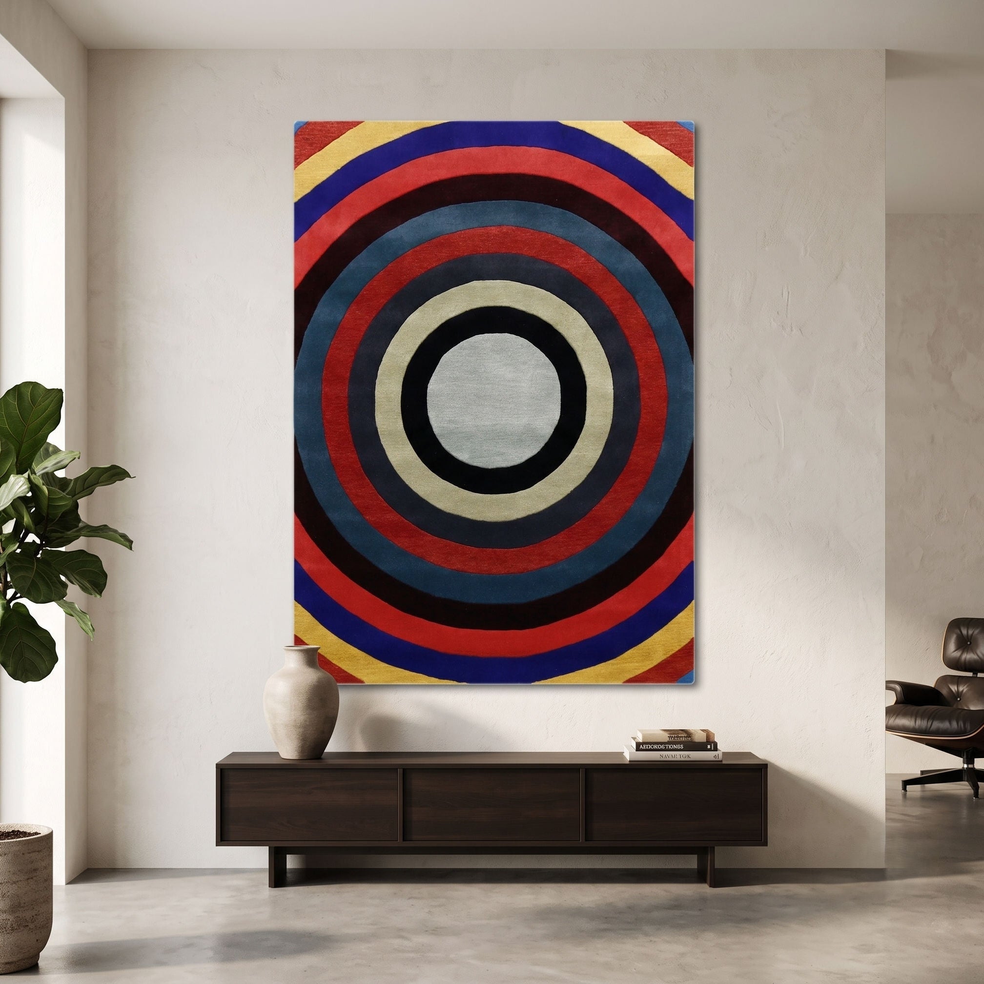Concentric Circle Hand Tufted Wool Wall Rug