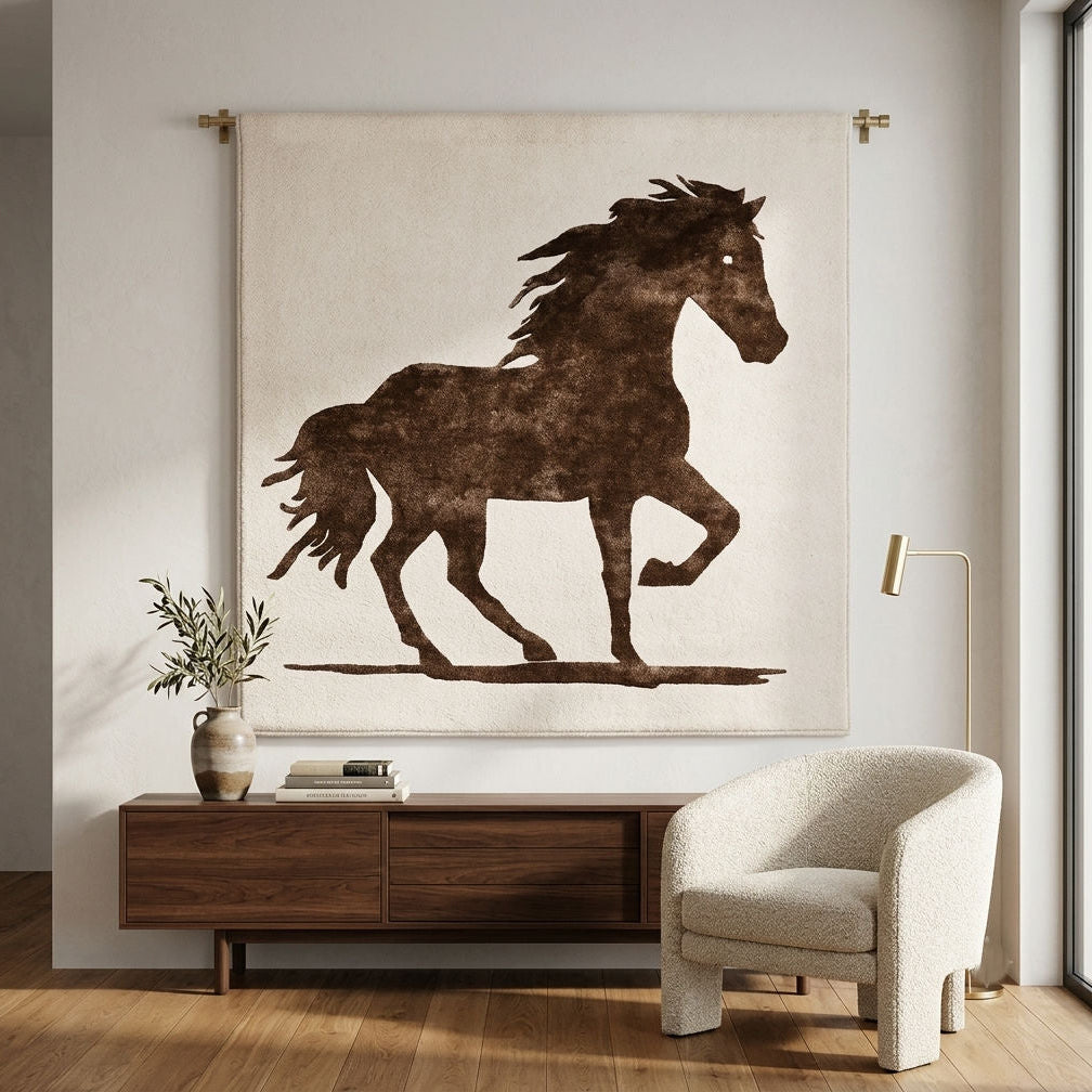 Brown Horse Silhouette Hand Tufted Wool Viscose Wall Rug