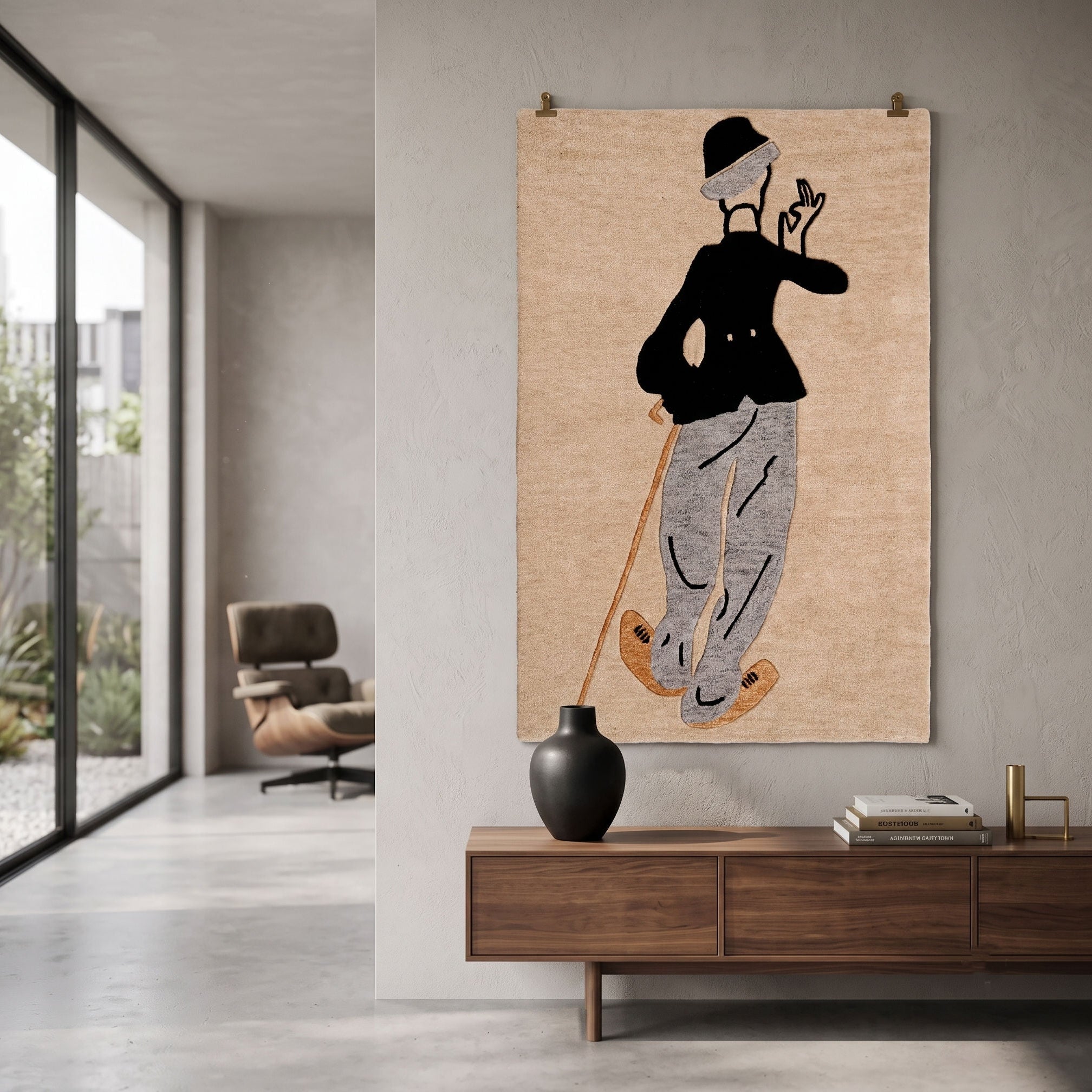 Vintage Gentleman Silhouette Hand Tufted Wool Wall Rug