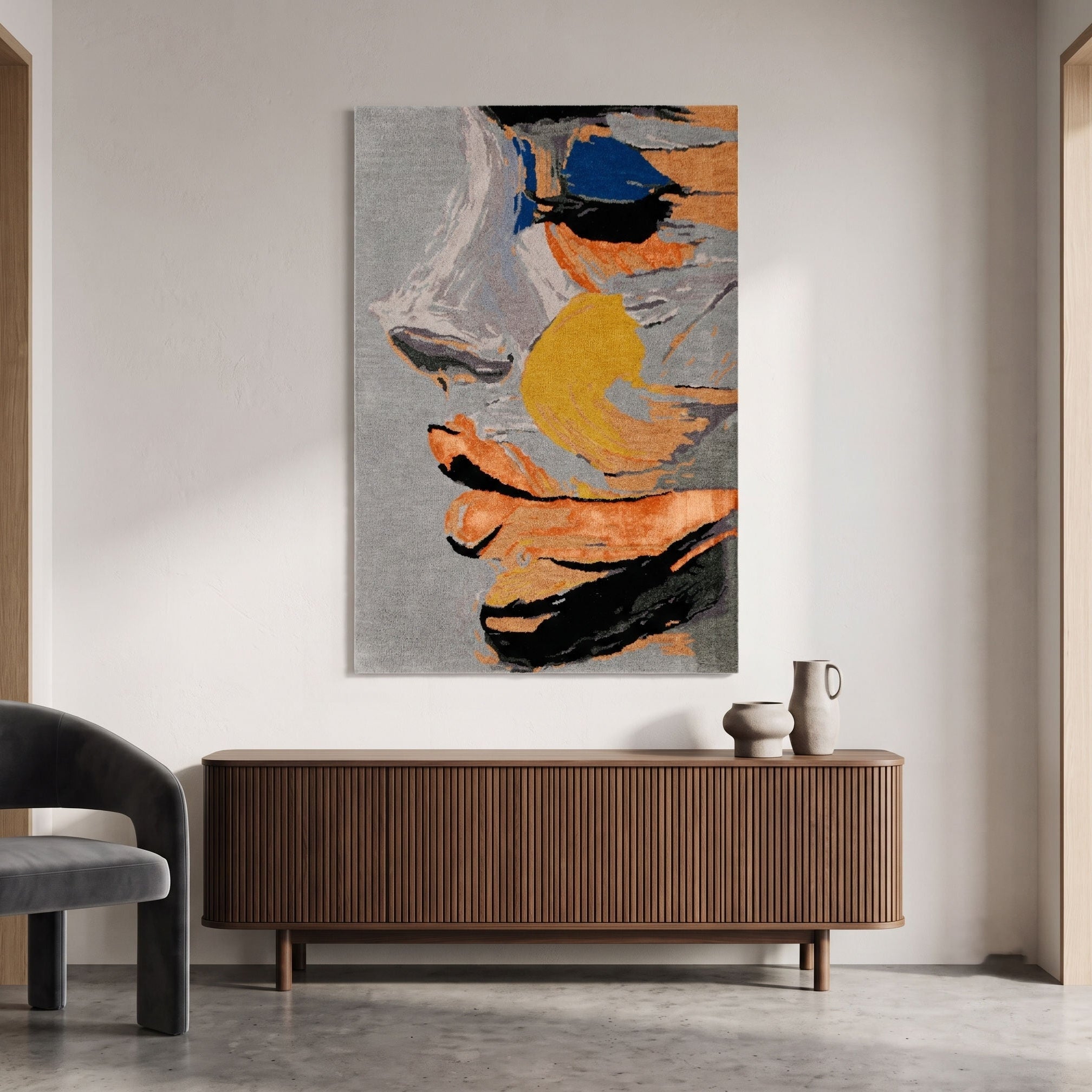 Abstract Brushstroke Hand Tufted Wool Wall Rug