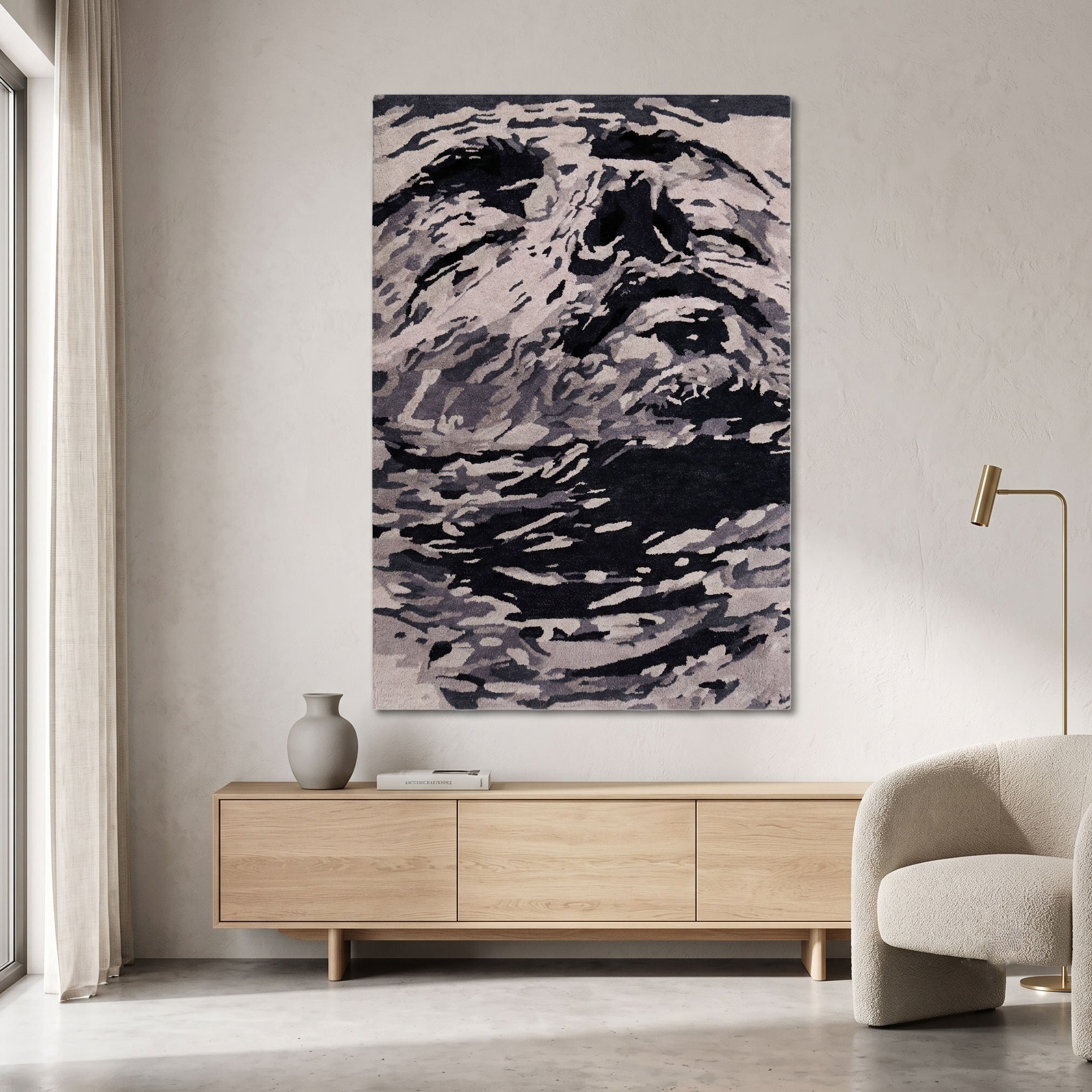 Abstract Ocean Waves Hand Tufted Wool Wall Rug