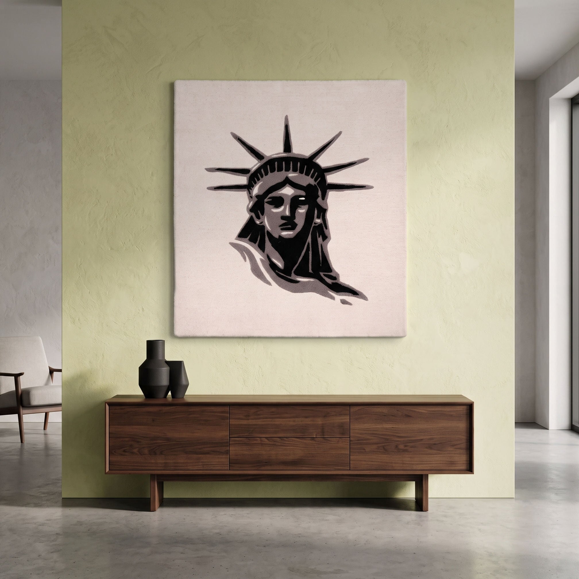 Statue of Liberty Hand Tufted Wool Wall Rug