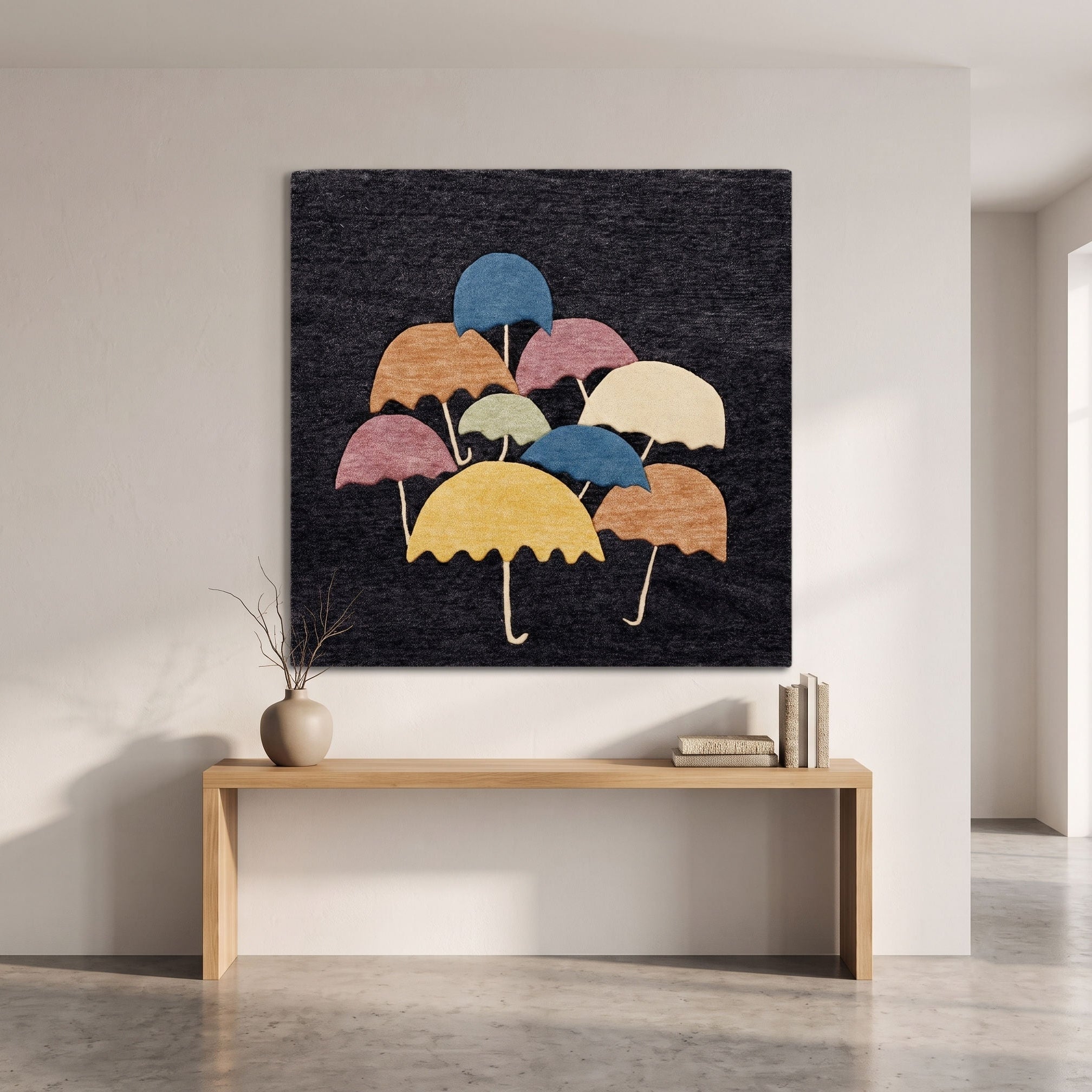 Pastel Umbrella Canopy Hand Tufted Wool Wall Rug
