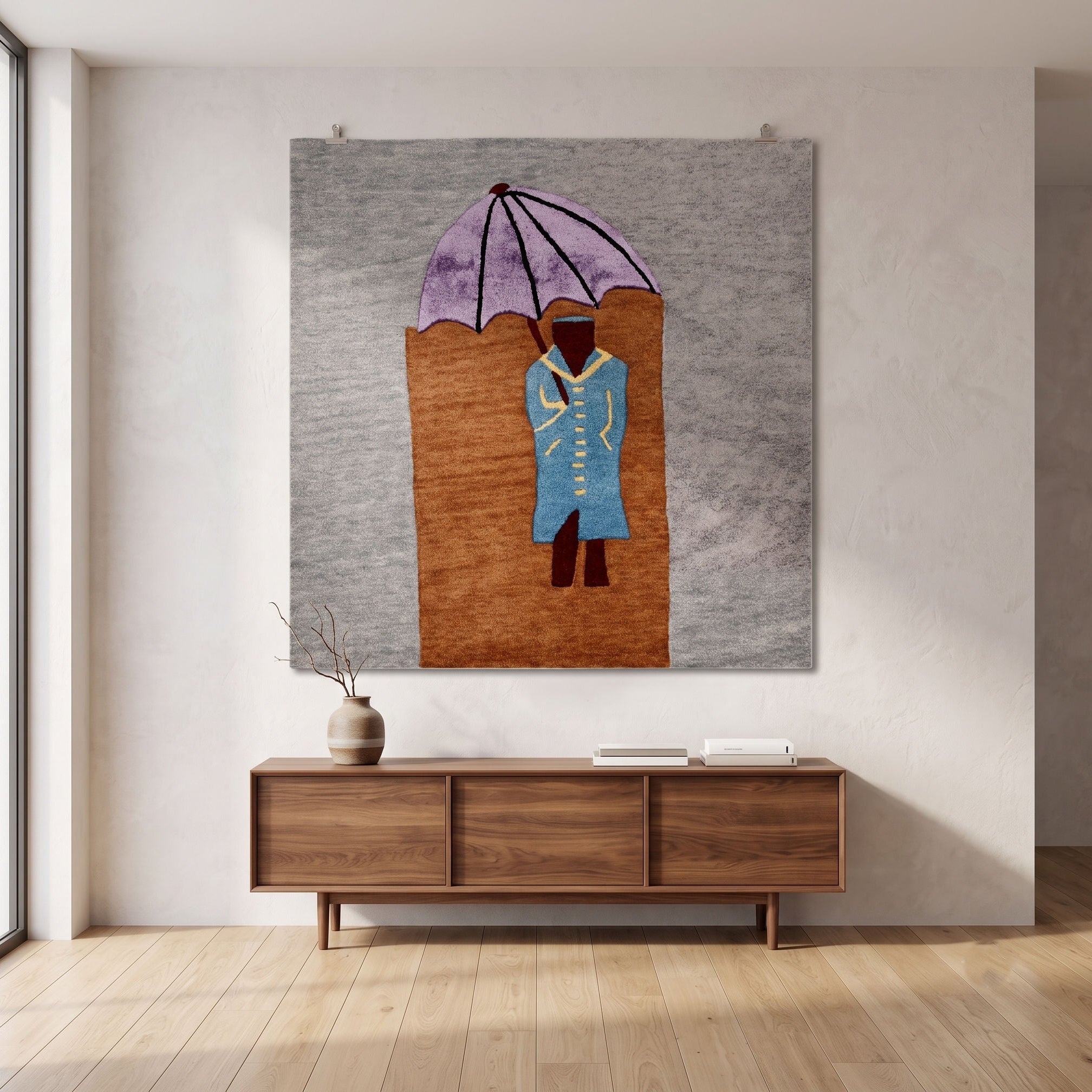 Royal Guard Under Parasol Hand Tufted Wool Viscose Wall Rug