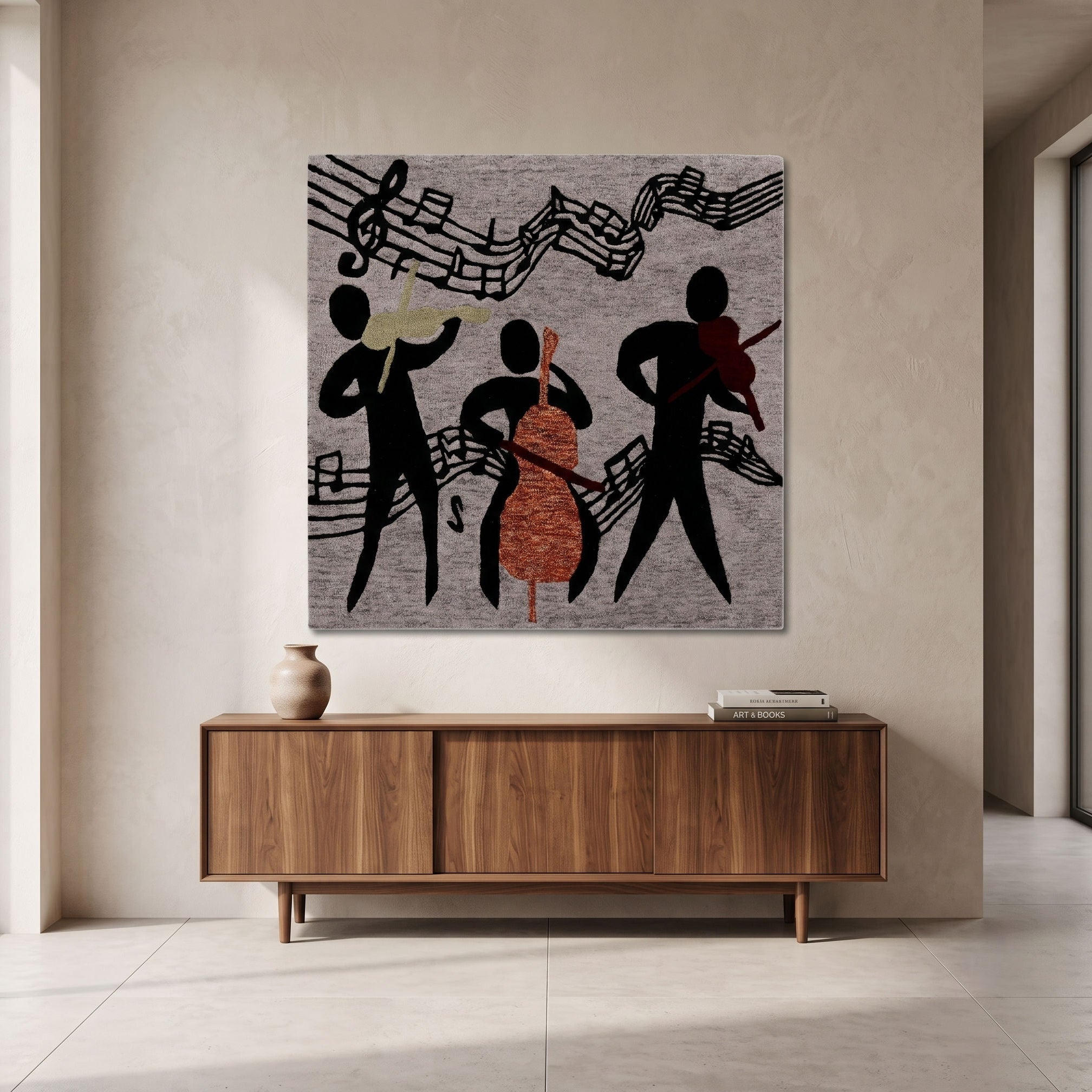 Musician Trio Hand Tufted Wool Wall Rug