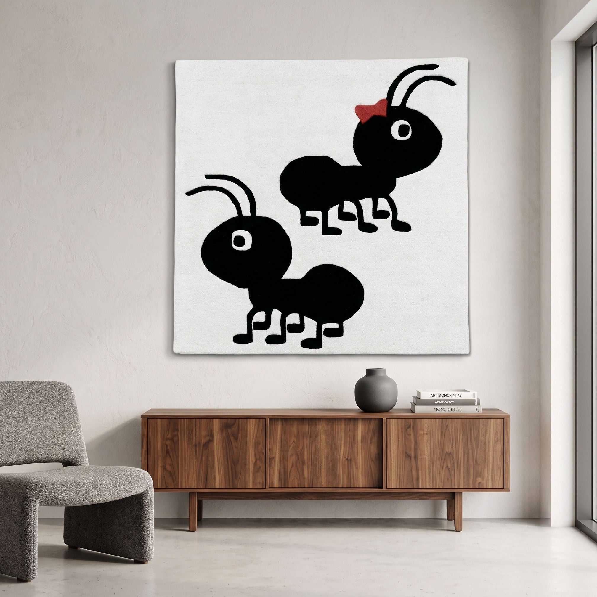 Cute Ants Hand Tufted Wool Wall Rug for Kids