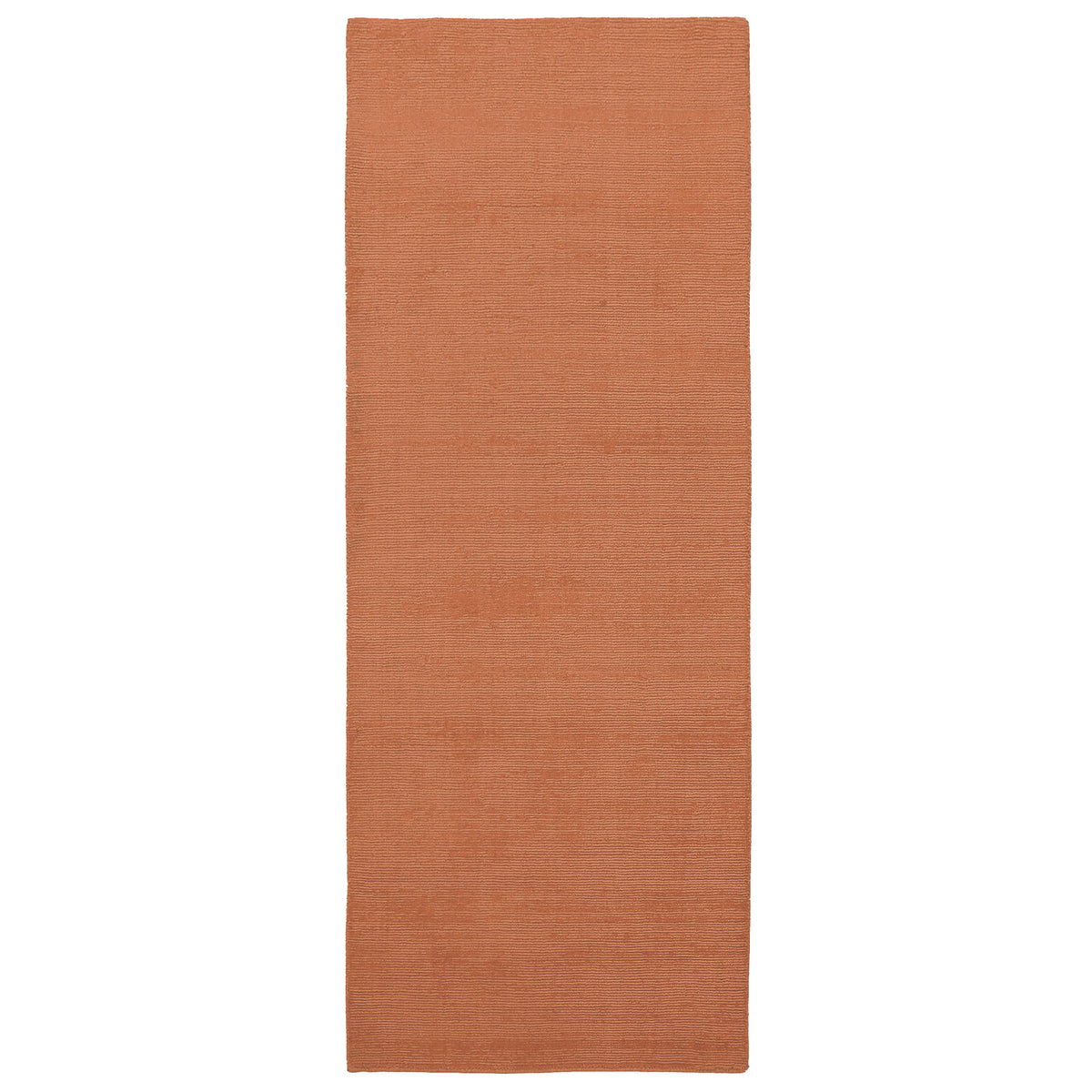 Full view of light pink Hand Woven Loom Lori wool runner rug featuring a clean elongated design and understated tonal surface variations.