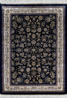 Midnight Bloom Cream Border Rug
