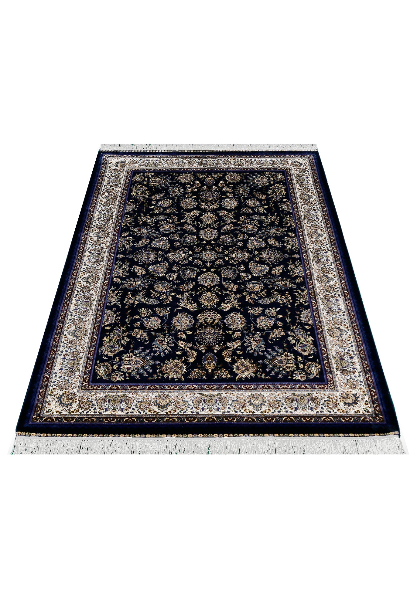 Midnight Bloom Cream Border Rug