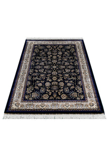 Midnight Bloom Cream Border Rug