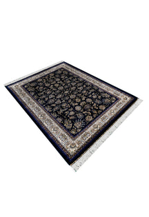 Midnight Bloom Cream Border Rug