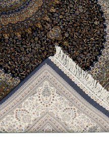 Navy Ivory Oval Medallion Rug