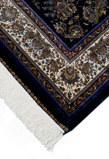 Midnight Bloom Cream Border Rug
