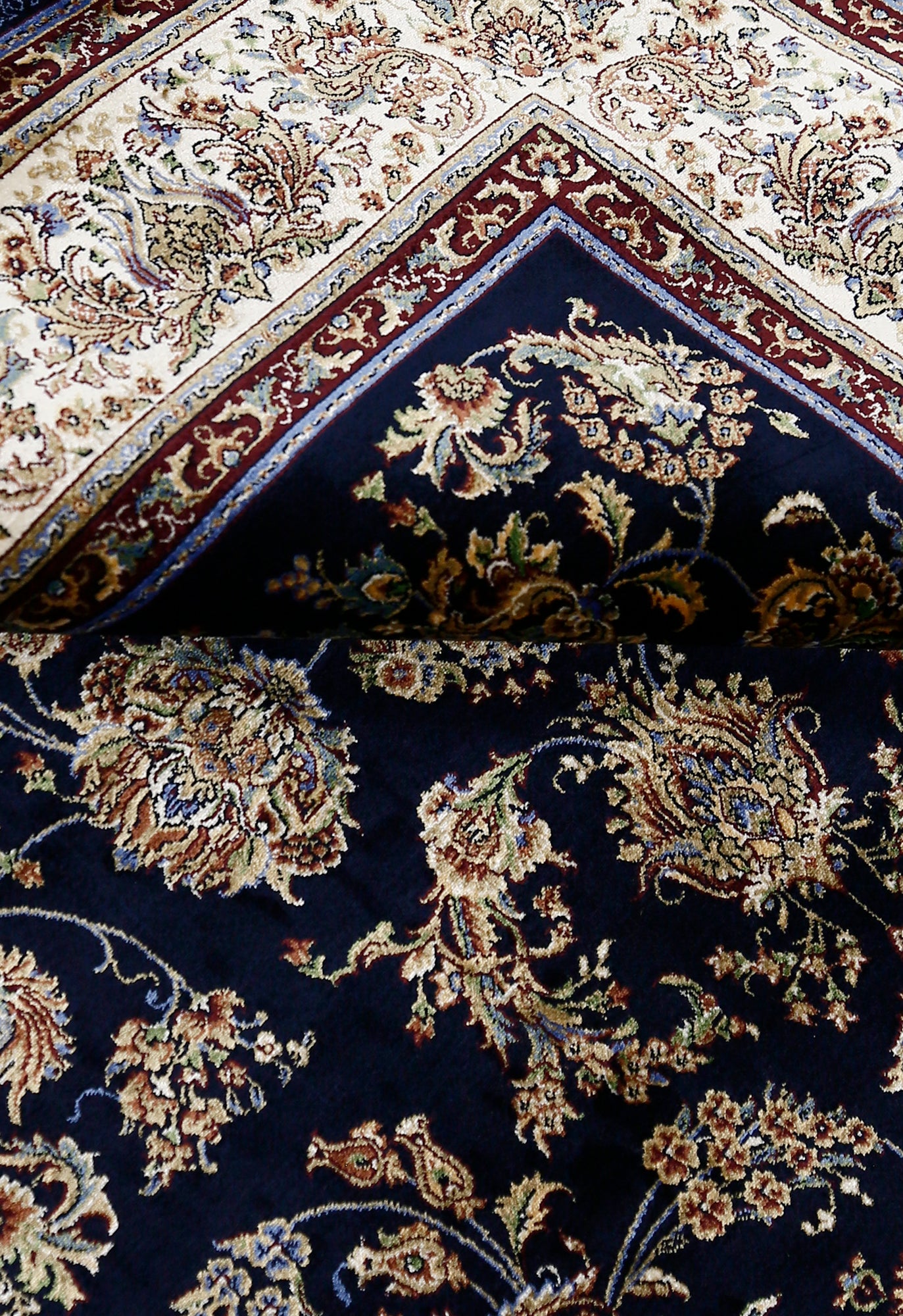 Midnight Bloom Cream Border Rug