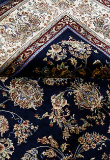 Midnight Bloom Cream Border Rug