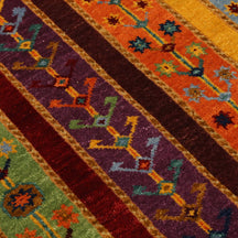 Orange Multicolor Striped Hand Knotted Wool Sal Rug