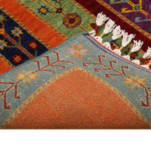 Orange Multicolor Striped Hand Knotted Wool Sal Rug