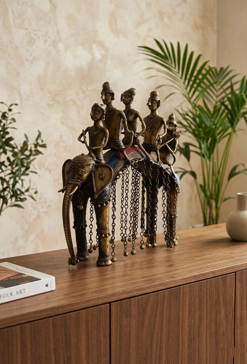 Khushi-Living-Artefacts-Brass-Family-Elephant