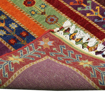 Purple Multicolor Striped Hand Knotted Wool Sal Rug