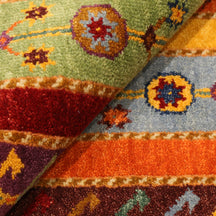 Purple Multicolor Striped Hand Knotted Wool Sal Rug