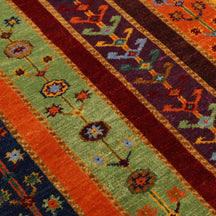 Red Multicolor Striped Hand Knotted Wool Sal Rug