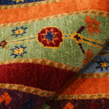 Red Multicolor Striped Hand Knotted Wool Sal Rug
