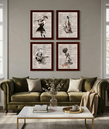 Khushi-Living-Paintings-Black & White-Set of 4