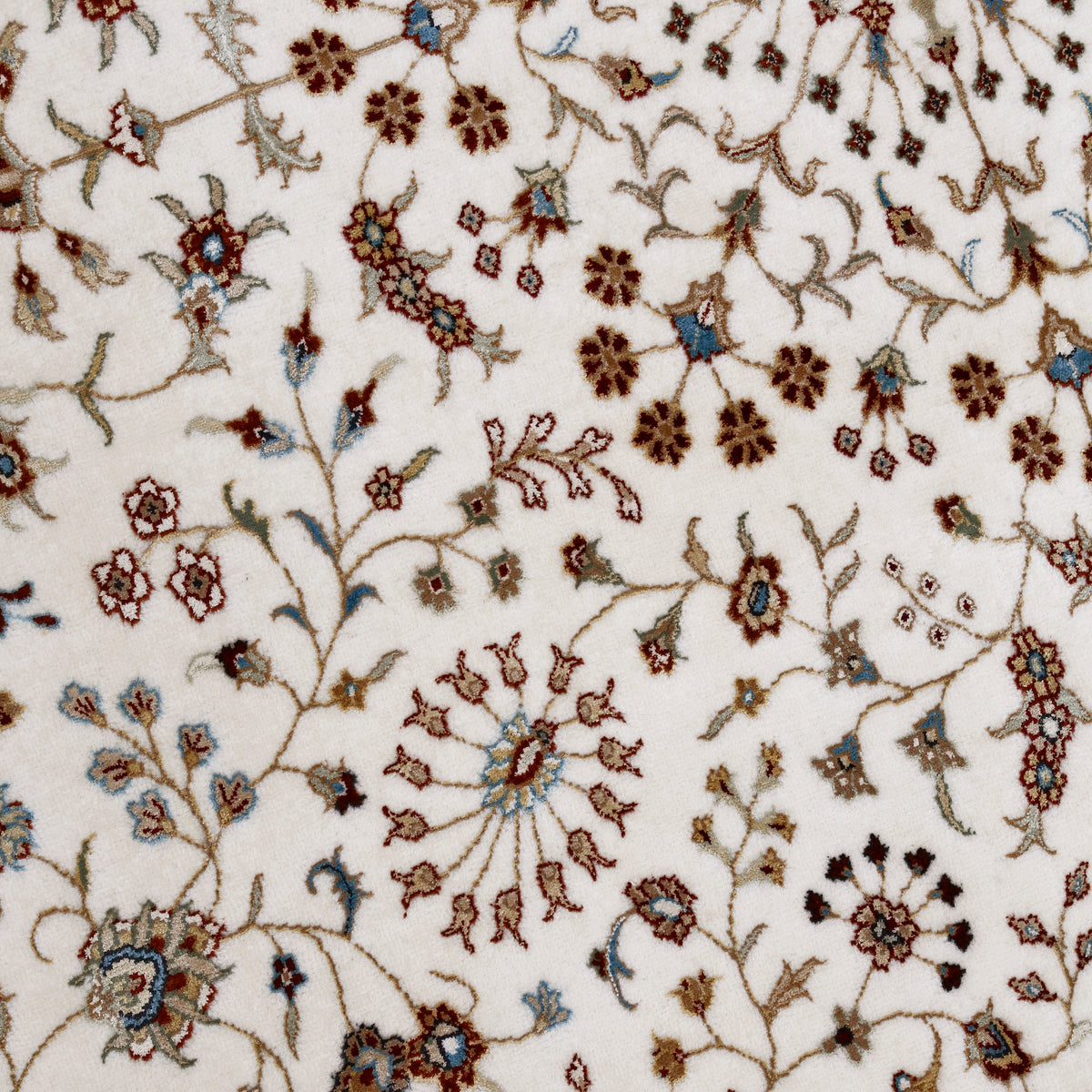 Cream Traditional Floral Medallion Hand Knotted Wool & Viscose Rug