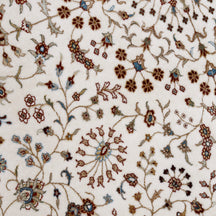 Cream Traditional Floral Medallion Hand Knotted Wool & Viscose Rug