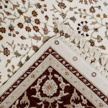 Cream Traditional Floral Medallion Hand Knotted Wool & Viscose Rug