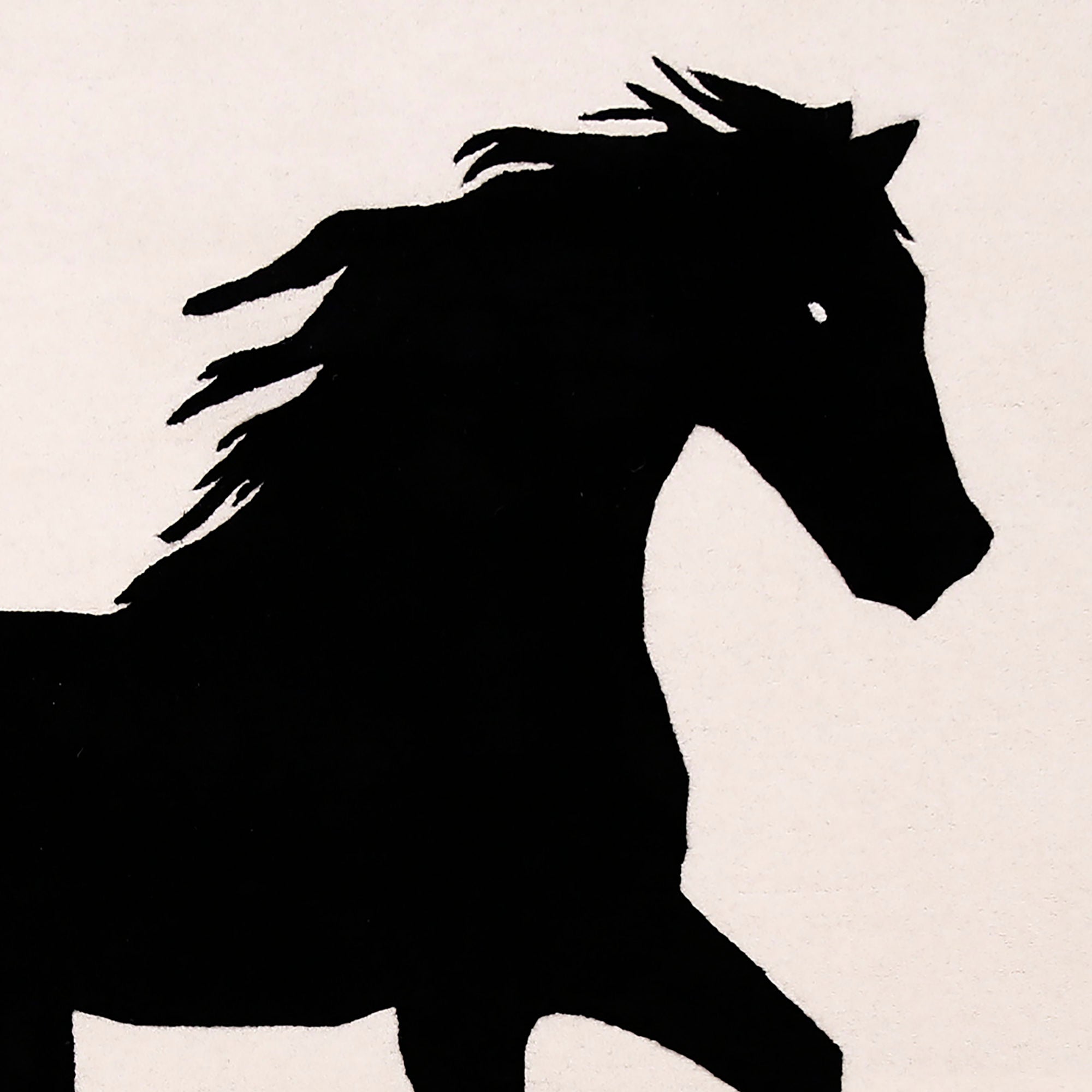 Black Horse Silhouette Hand Tufted Wool Viscose Wall Rug