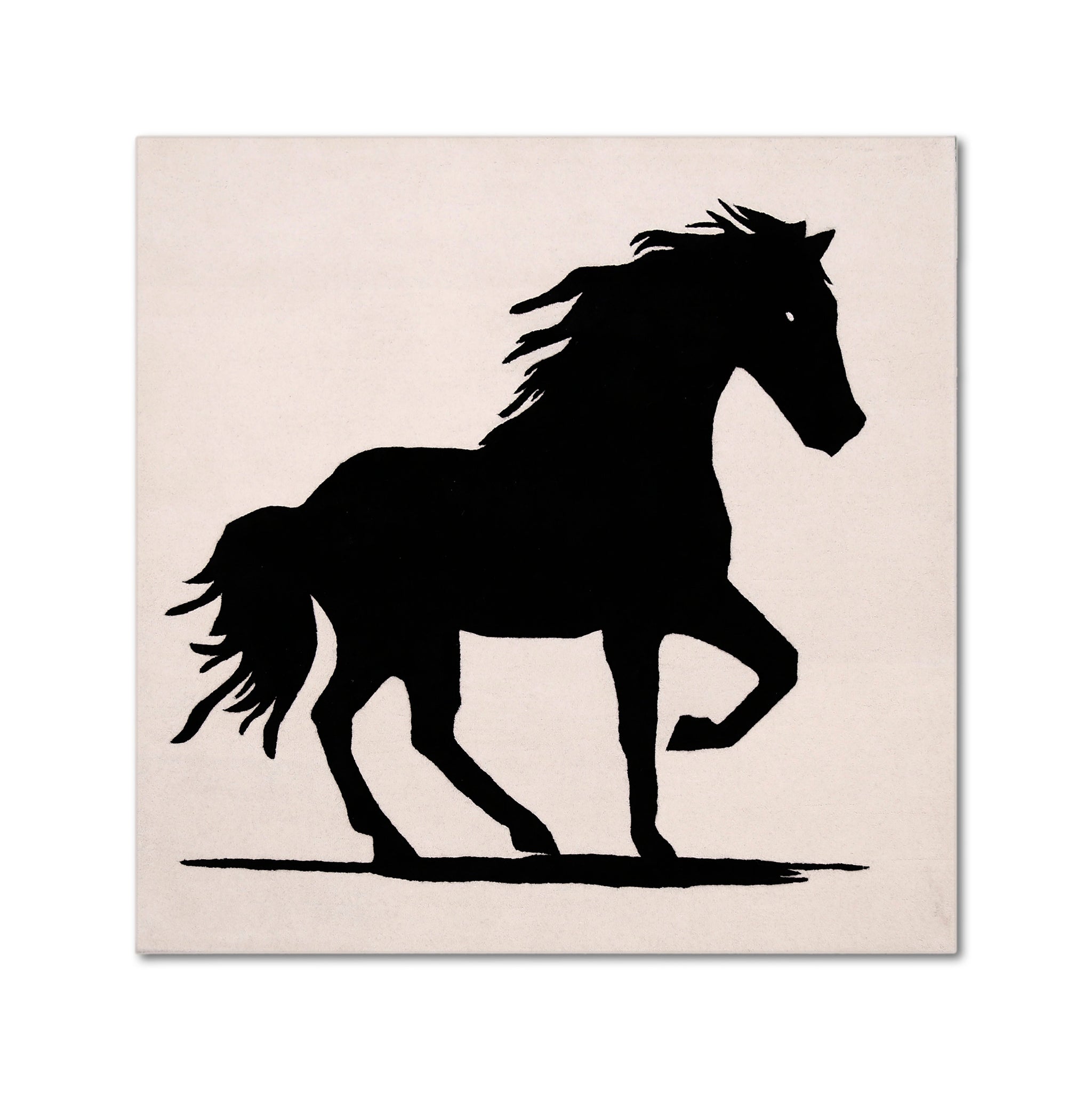 Black Horse Silhouette Hand Tufted Wool Viscose Wall Rug