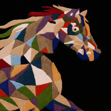 Multicolor Geometric Horse Hand Tufted Wool Wall Rug
